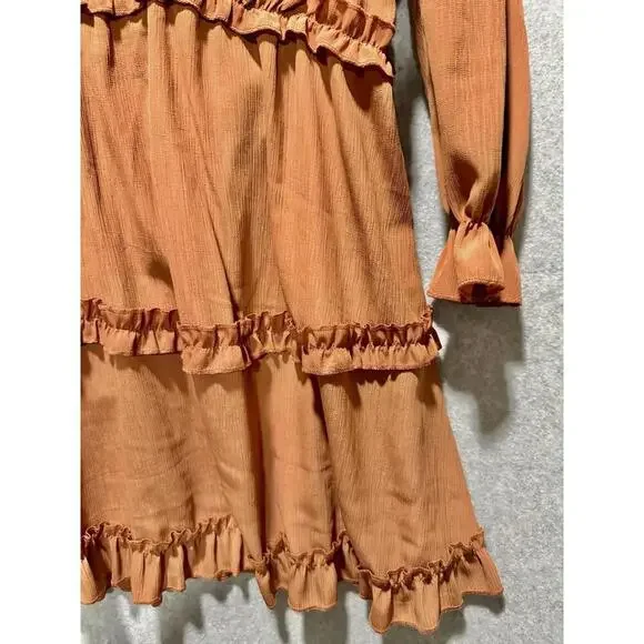 Burnt Orange Ruffle Short Dress Size Small - Picture 4 of 14
